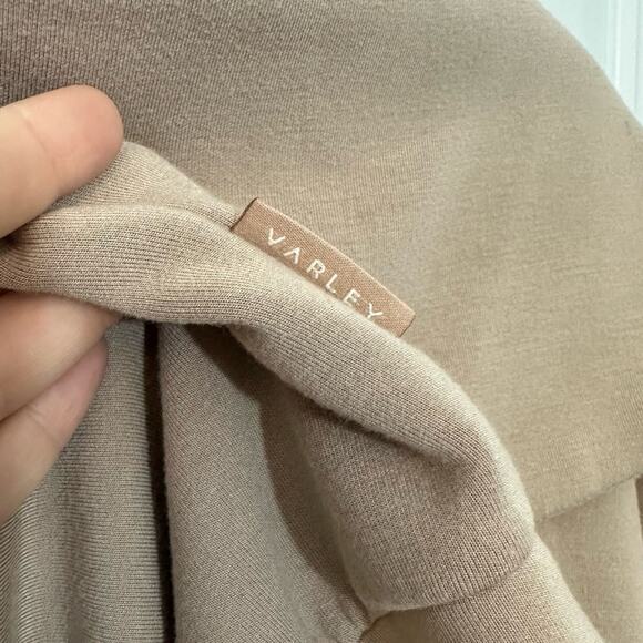 Varley Dexter Half Zip Sweat Top Taupe Neutral Athleisure Cape Collar Medium - Picture 8 of 16